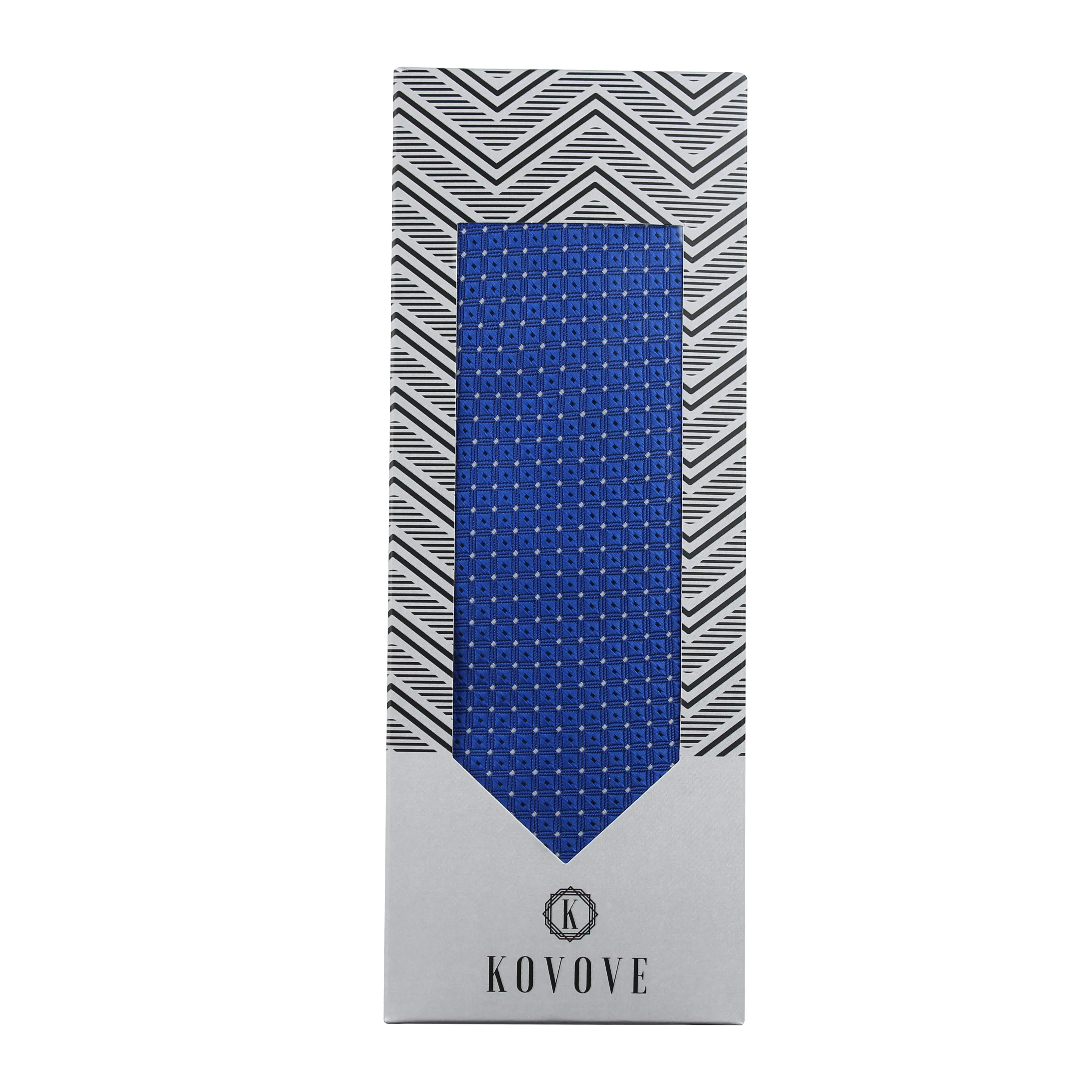 Kovove Checkered Pattern Blue Necktie for Men