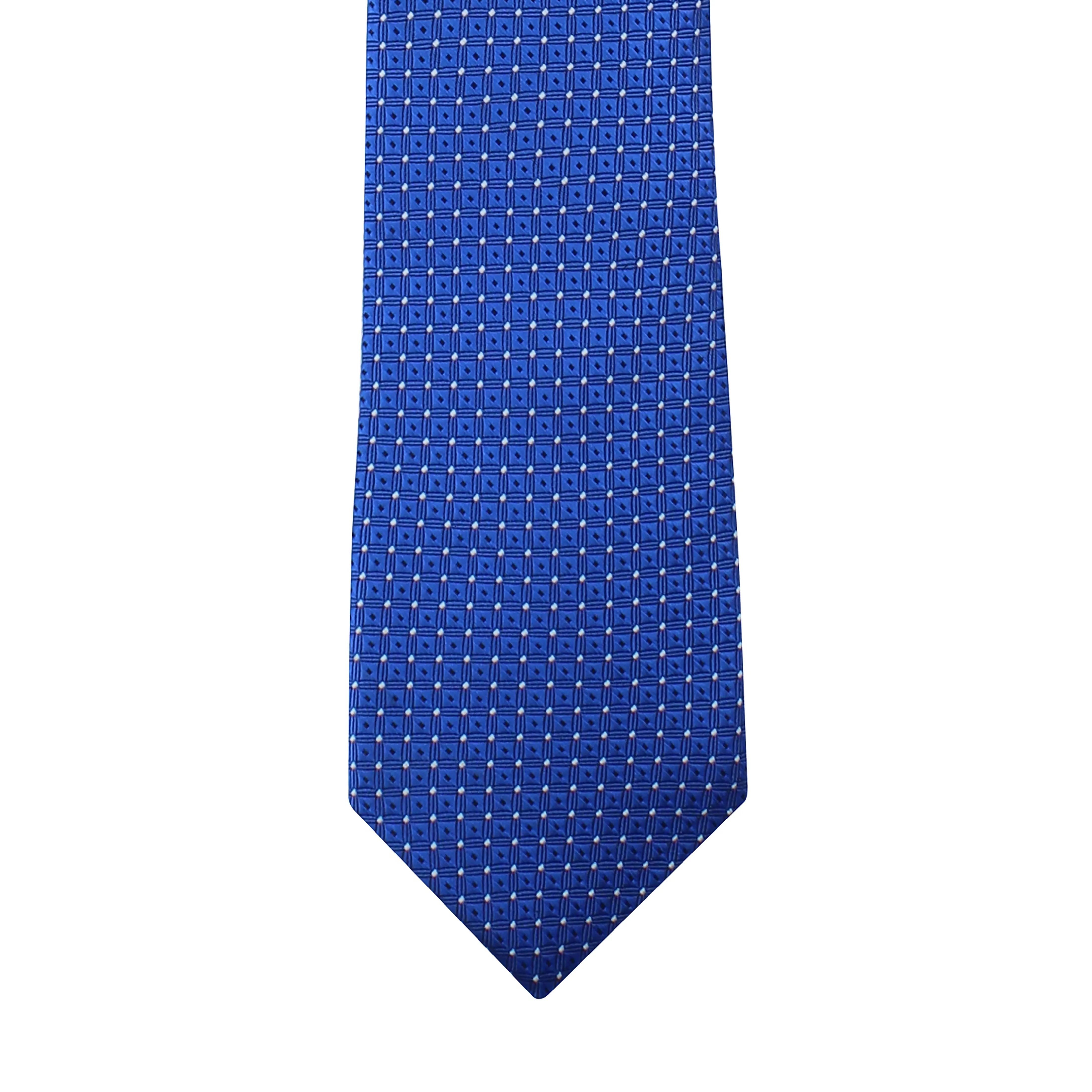 Kovove Checkered Pattern Blue Necktie for Men