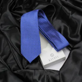 Kovove Checkered Pattern Blue Necktie for Men