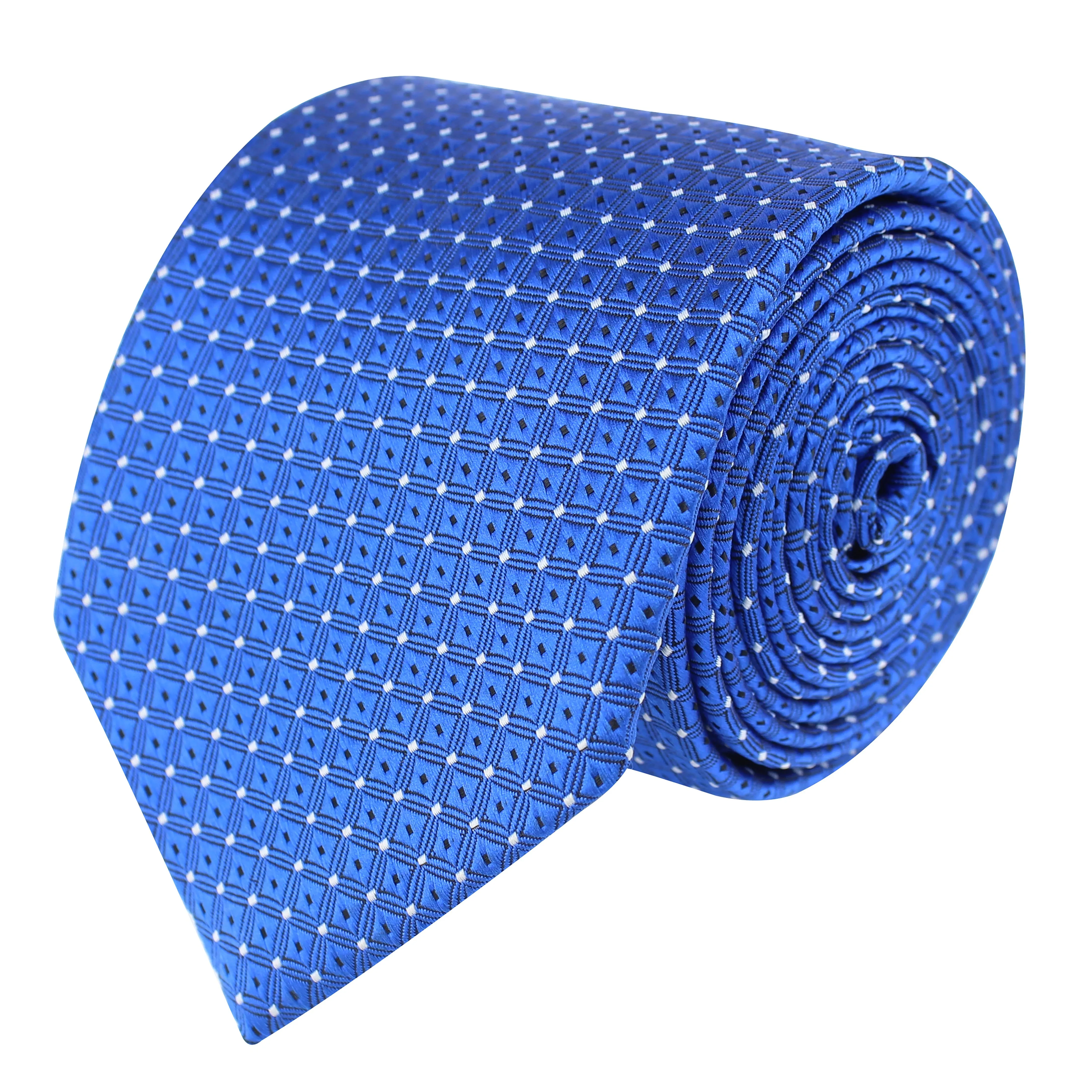 Kovove Checkered Pattern Blue Necktie for Men