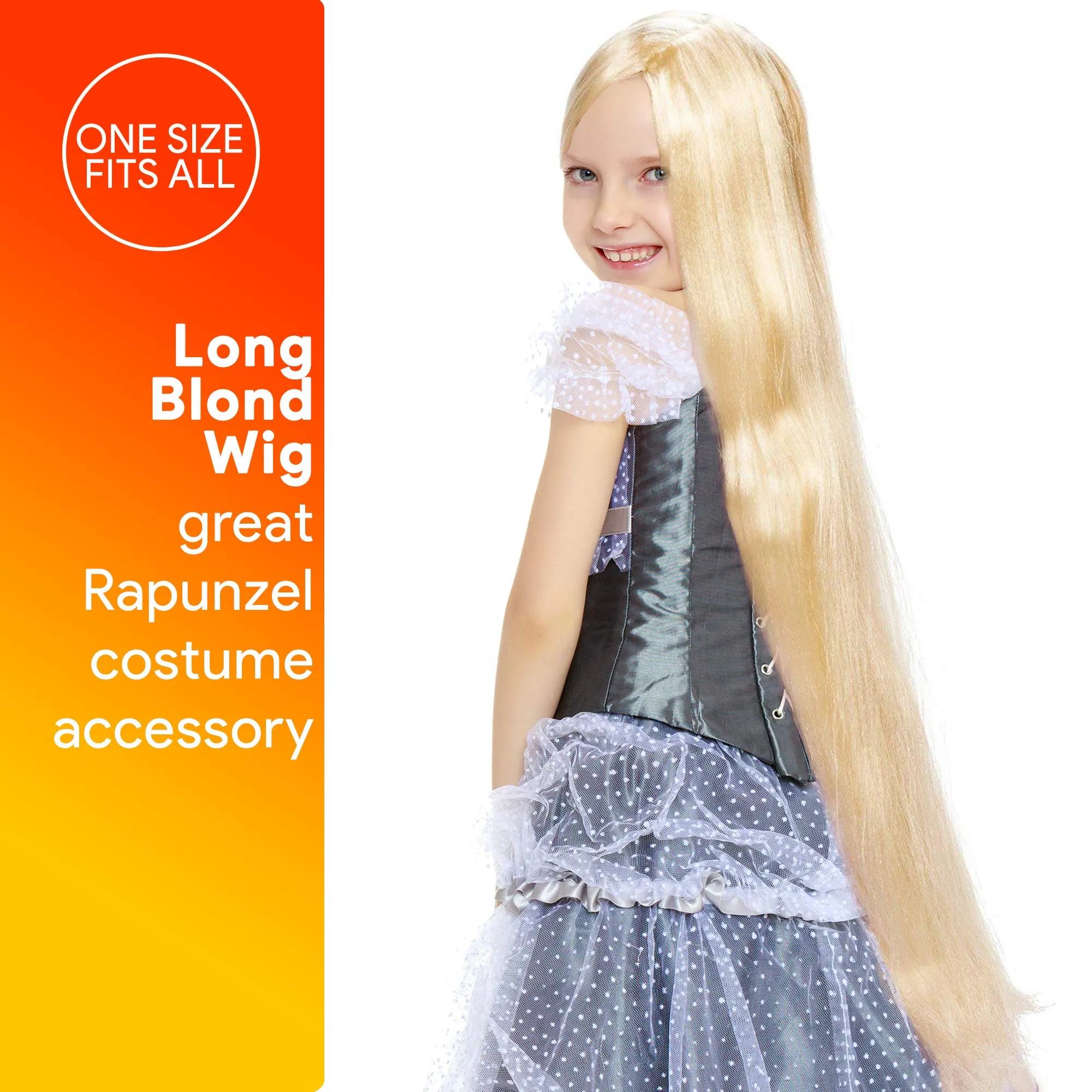 Long Blond Princess Wig - Blonde Kids Pretend Play Costume Accessories Princess Wigs for Children