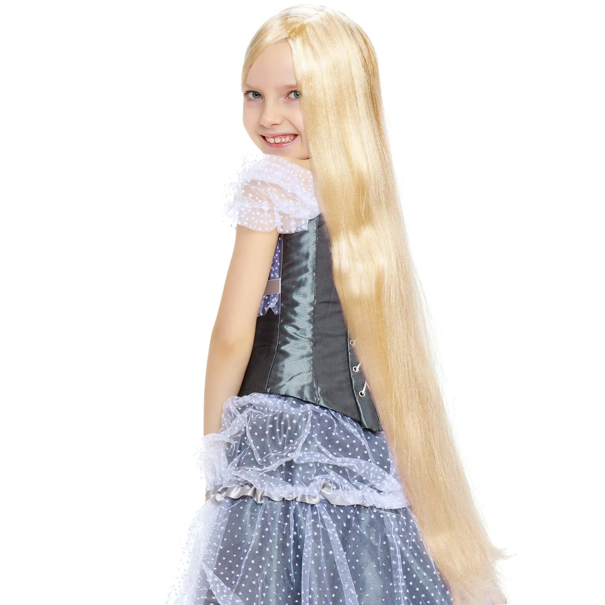 Long Blond Princess Wig - Blonde Kids Pretend Play Costume Accessories Princess Wigs for Children