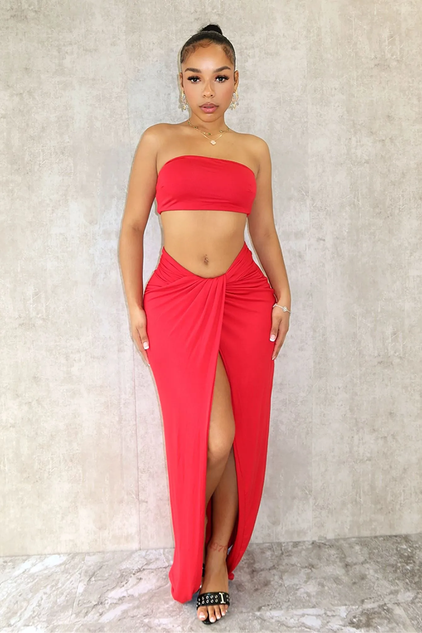 Lost In Paradise Tube Top & Asymmetric Skirt SET