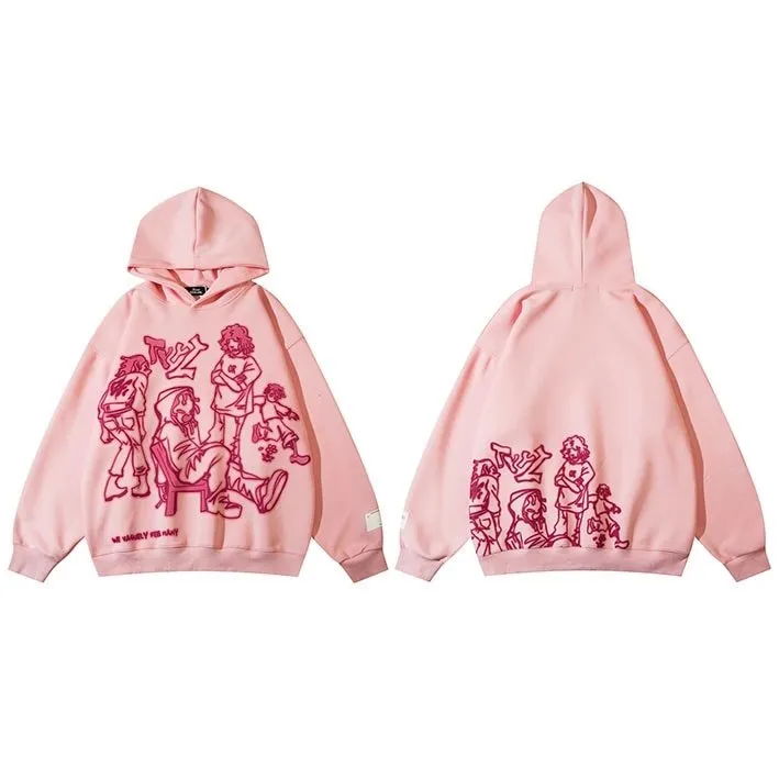 Men's Pink Cartoon Graphic Hoodie