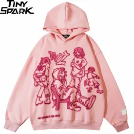 Men's Pink Cartoon Graphic Hoodie