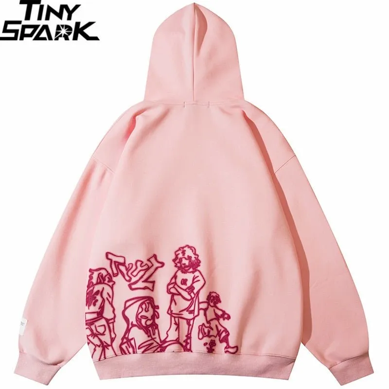 Men's Pink Cartoon Graphic Hoodie