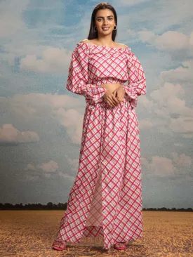 Multicolor Checks Print Muslin Straight Co-Ords Set