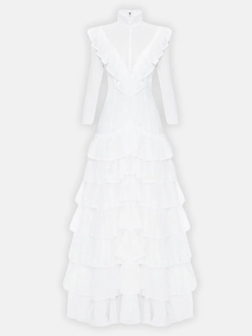 Narcisse White Tiered Dress