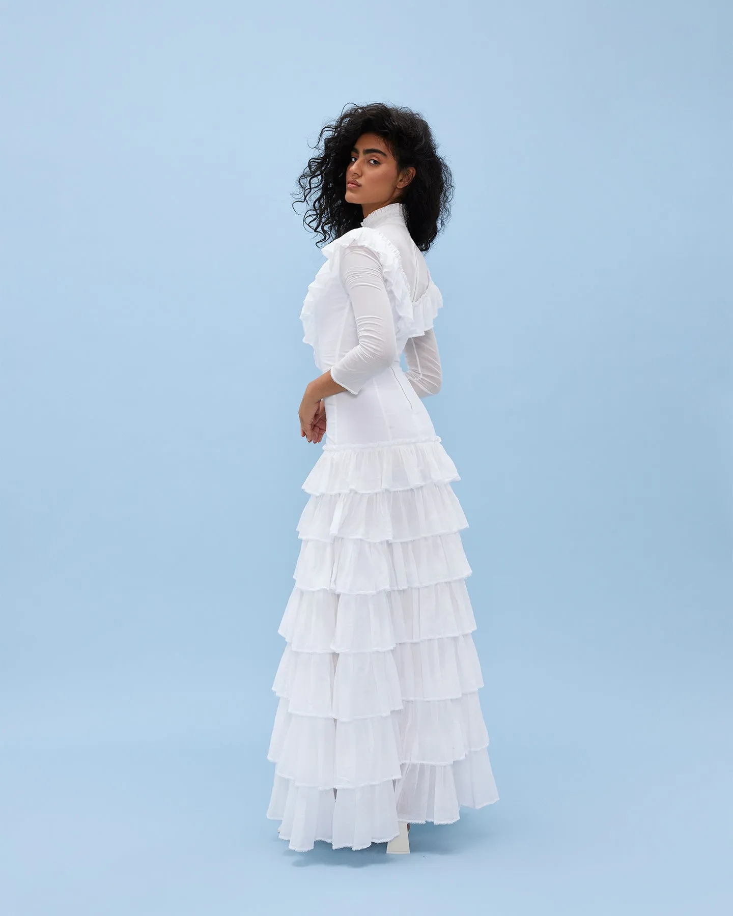 Narcisse White Tiered Dress