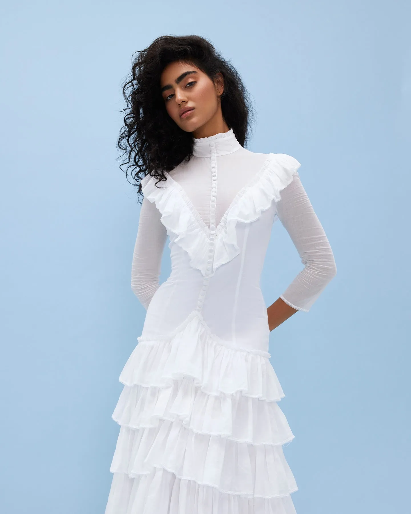 Narcisse White Tiered Dress