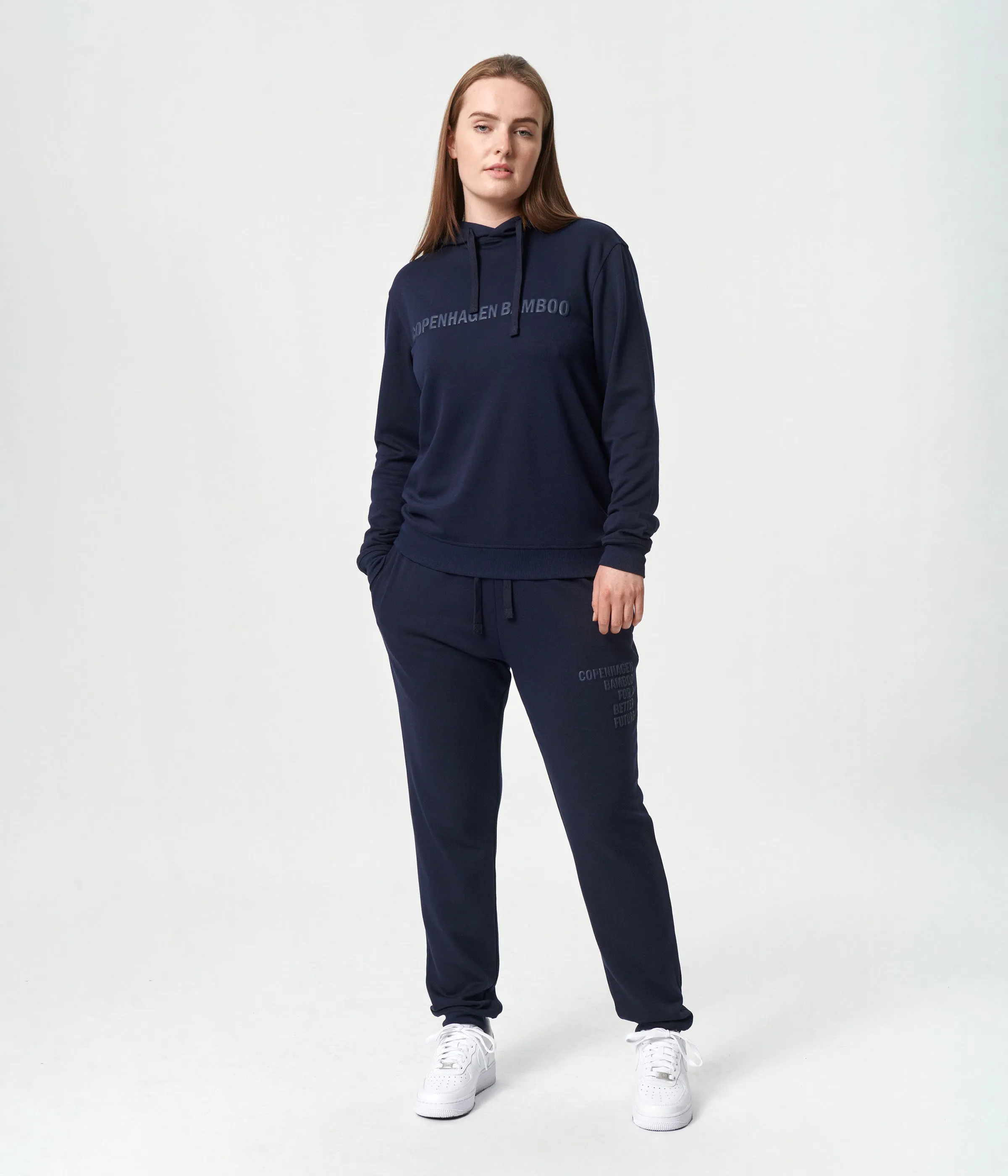 Navy bamboo hoodie track suit with logo