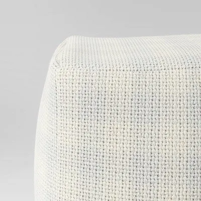 New - 18"x18" Chunky Check Outdoor Patio Pouf Cream - Threshold designed with Studio McGee