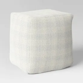 New - 18"x18" Chunky Check Outdoor Patio Pouf Cream - Threshold designed with Studio McGee