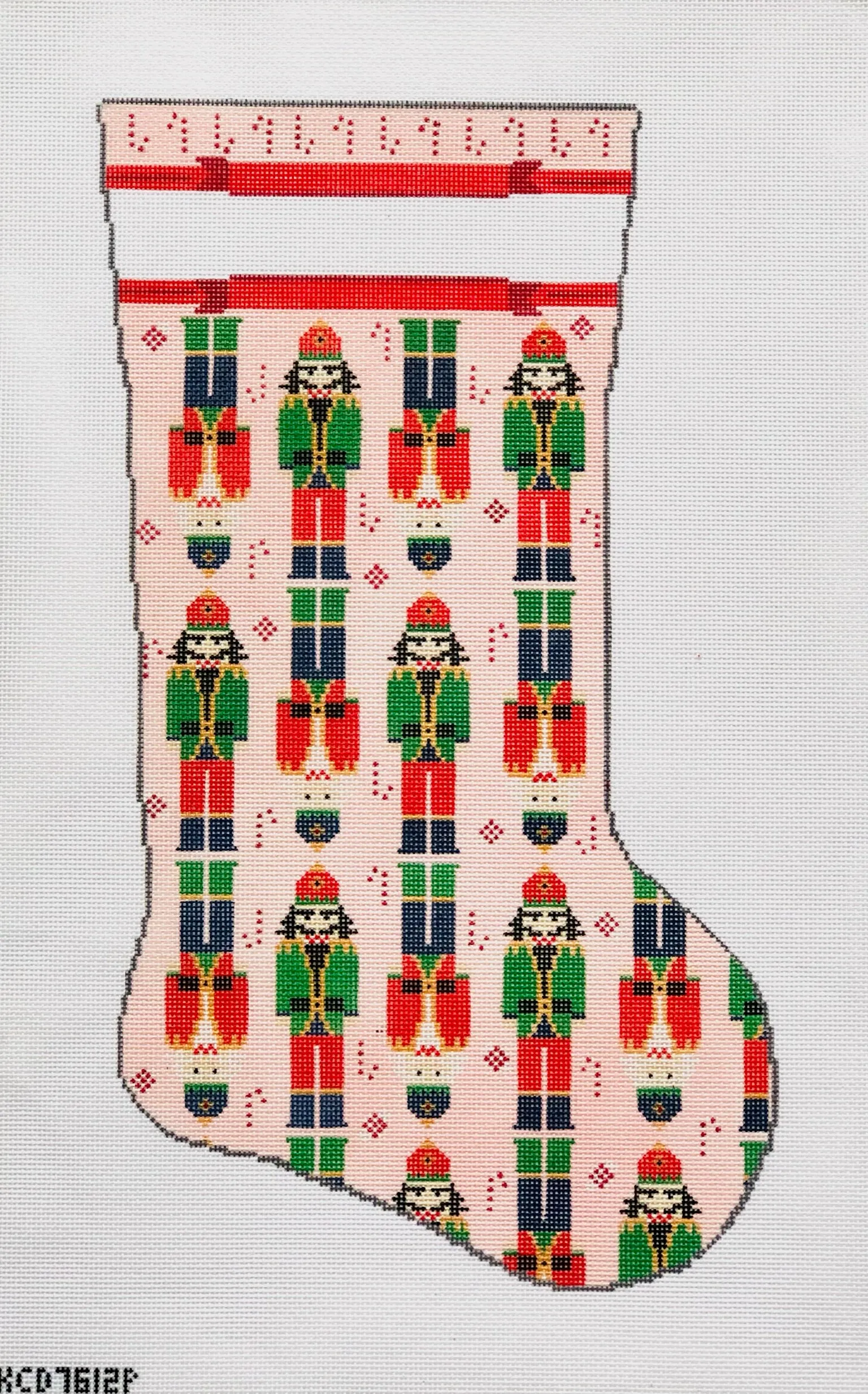 Nutcracker on Pink Stocking Canvas