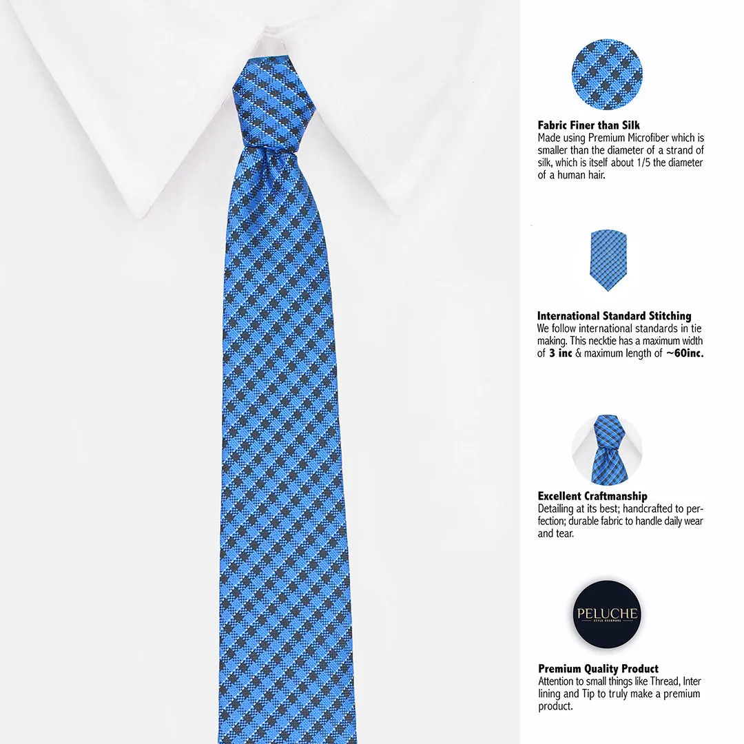 Peluche Decorous Blue Neck Tie & Pocket Square Set for Men