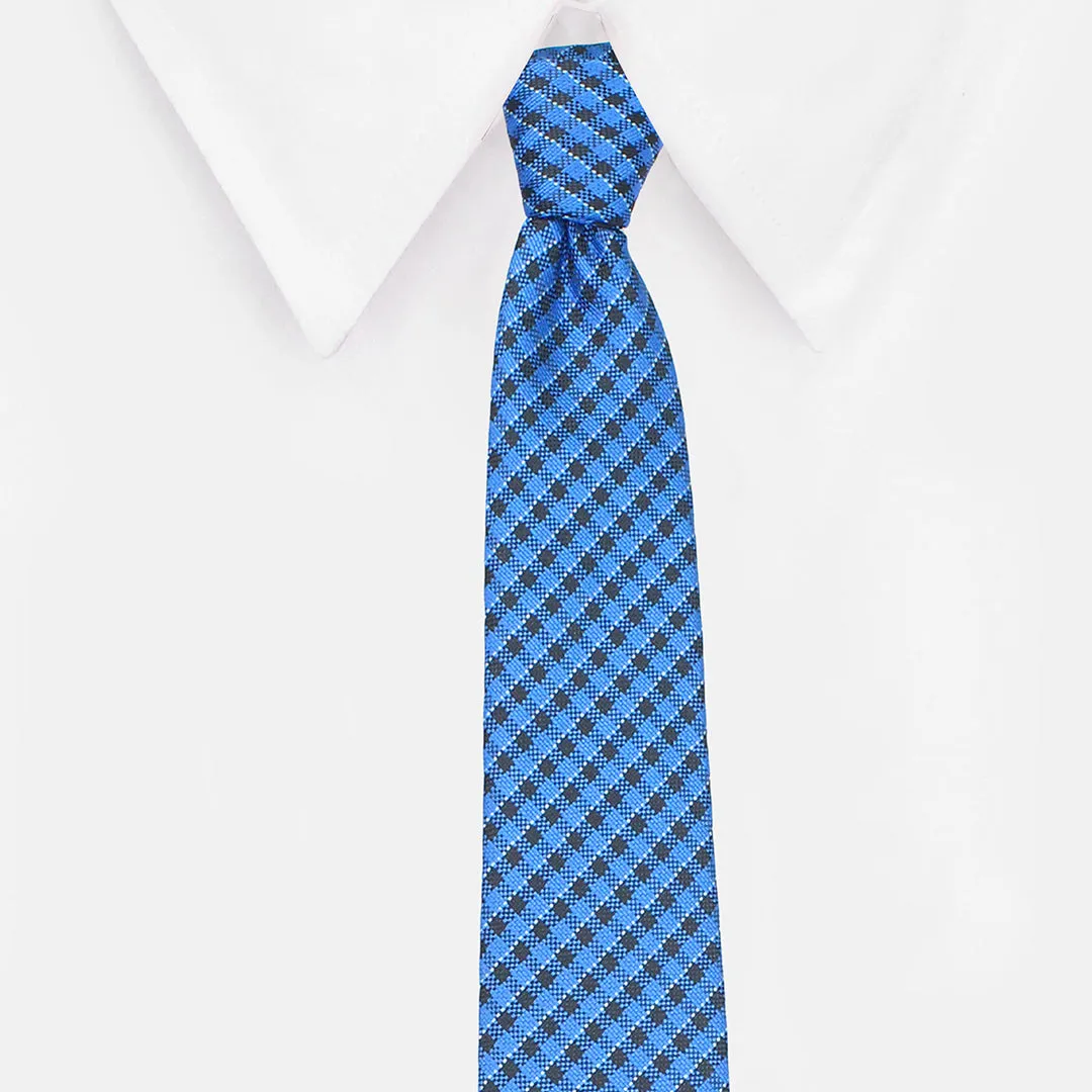 Peluche Decorous Blue Neck Tie & Pocket Square Set for Men