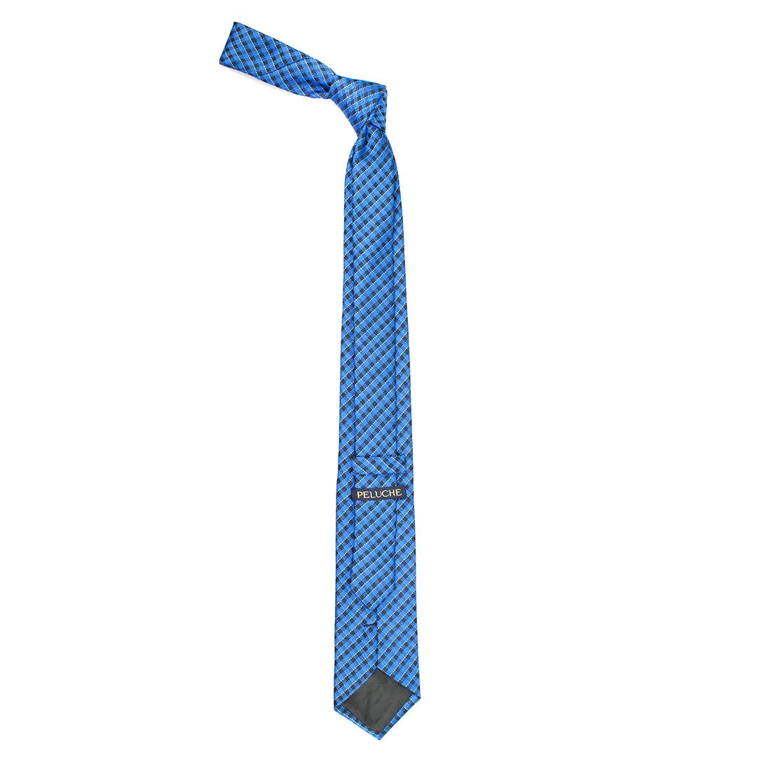 Peluche Decorous Blue Neck Tie & Pocket Square Set for Men