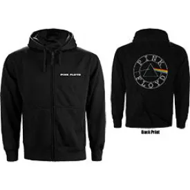 Pink Floyd Unisex Zipped Hoodie: Circle Logo (Back Print)