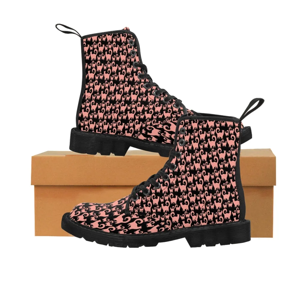 Pink Snobby Cats Women's Canvas Boots