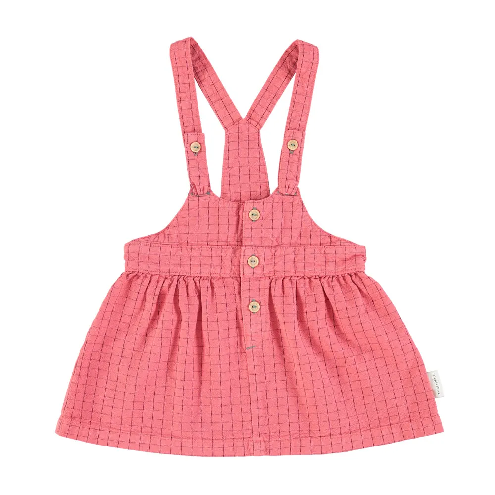 PIUPIUCHICK STRAWBERRY CHECKERED SUSPENDER SKIRT