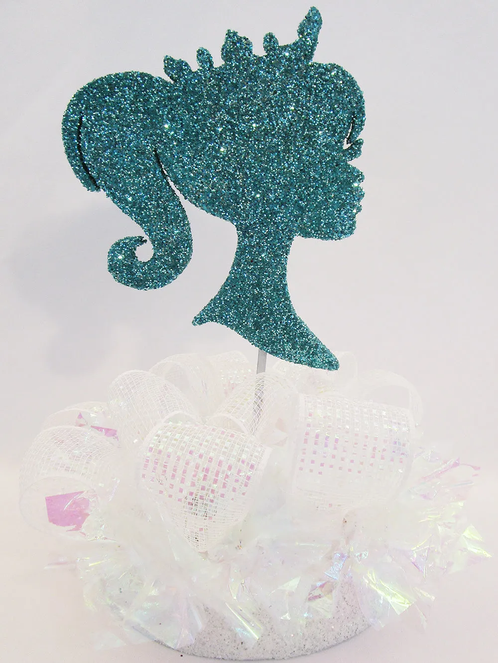 Princess Head Silhouette Centerpiece Turquoise