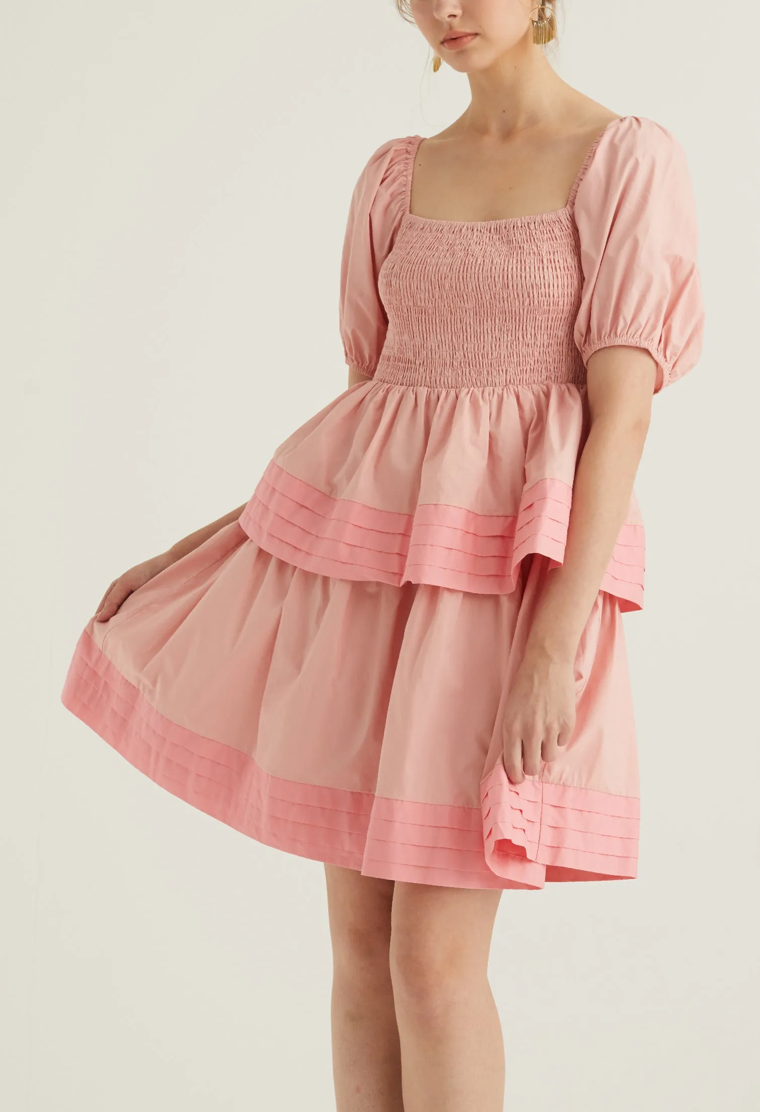 Puffed Sleeved Baby Doll Dress