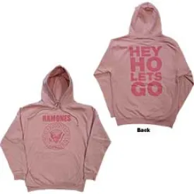 Ramones Unisex Pullover Hoodie: Pink Hey Ho Seal (Back Print)