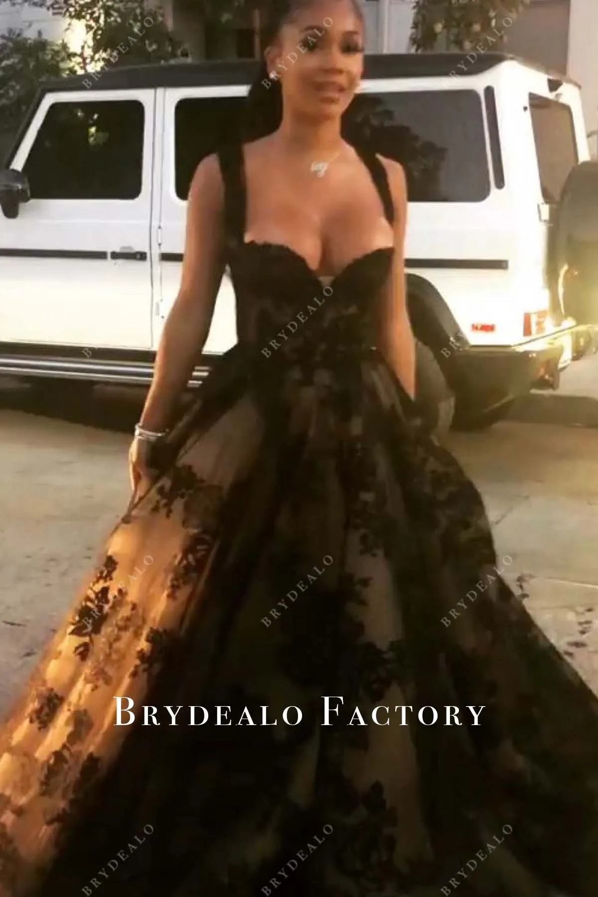 Rapper Saweetie Black Lace Ball Gown Long Red Carpet Celebrity Dress