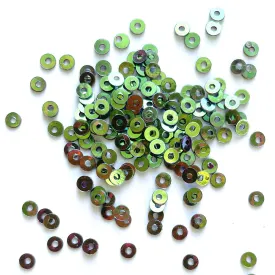 Sequins - Flat- Circle - 4mm - Green with Blue and Green Lights (S227)