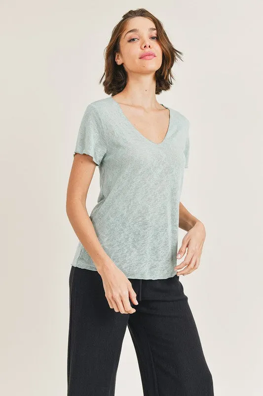 Slub Scoop Neck T-Shirt