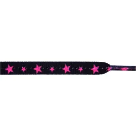 Stars Laces - Hot Pink on Black (1 Pair Pack) Shoelaces