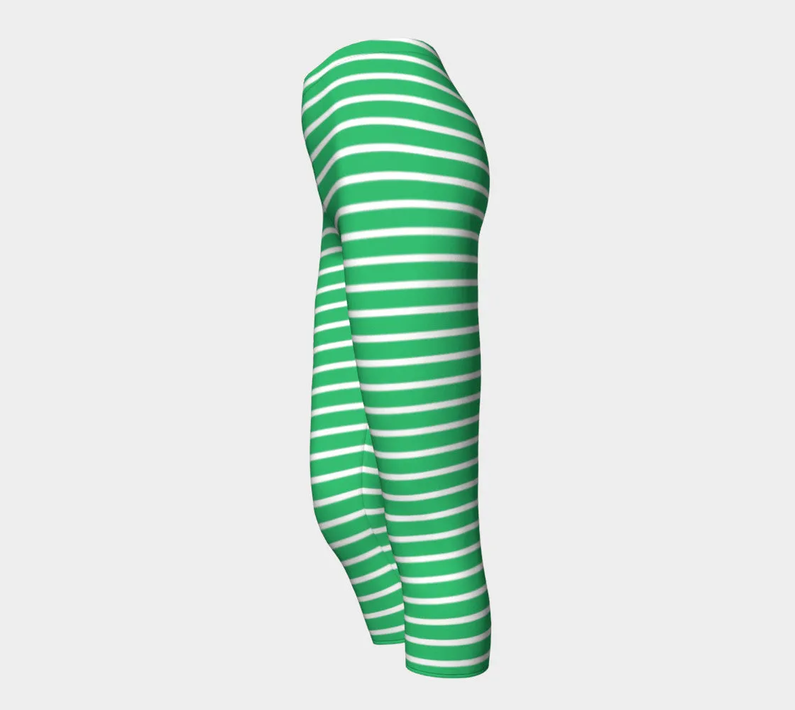 Striped Adult Capris - White on Green