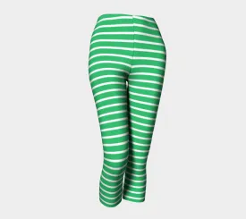 Striped Adult Capris - White on Green