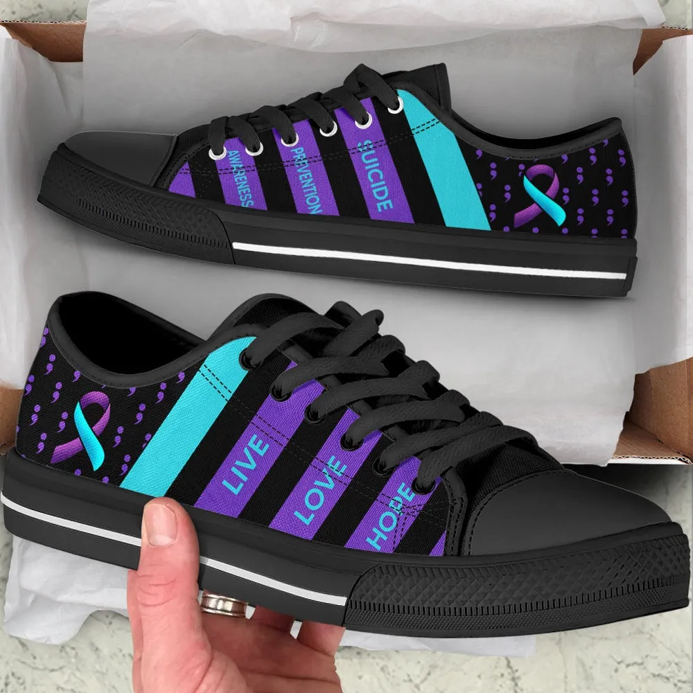 Suicide Prevention Shoes Plaid Low Top Shoes , Low Top Sneaker, Low Top Canvas Shoes