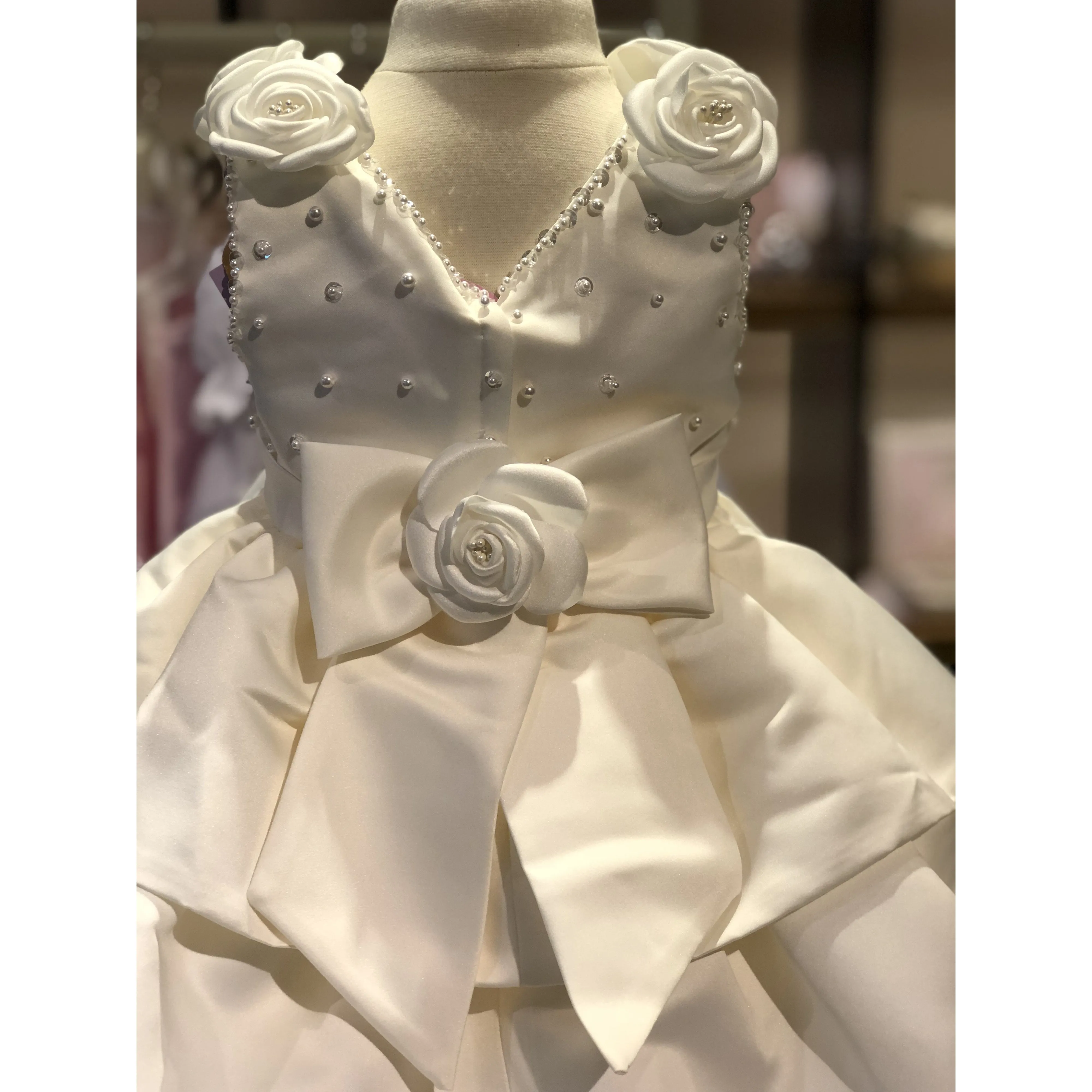 Sweetie Pie Ivory Satin Dress