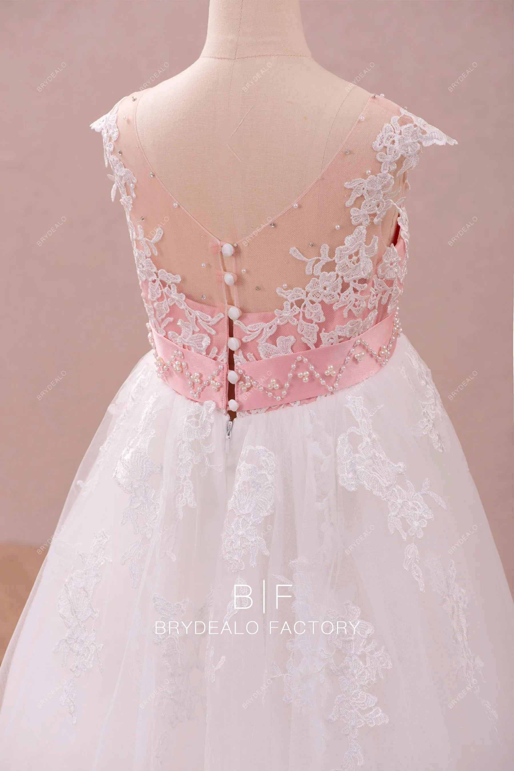 Two-tone Lace Beaded High-low Tulle Flower Girl Dress Online