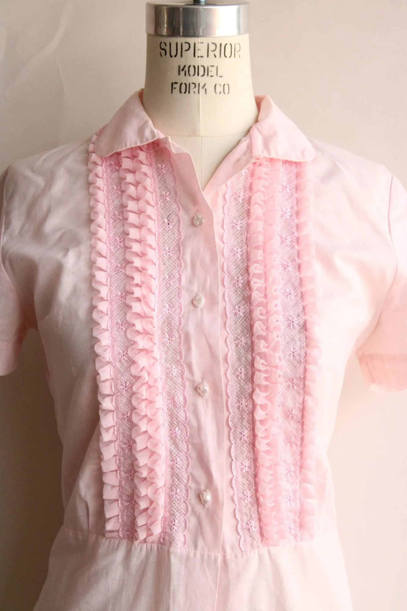 Vintage 1950s Lady Elizabeth Pink Cotton Blouse