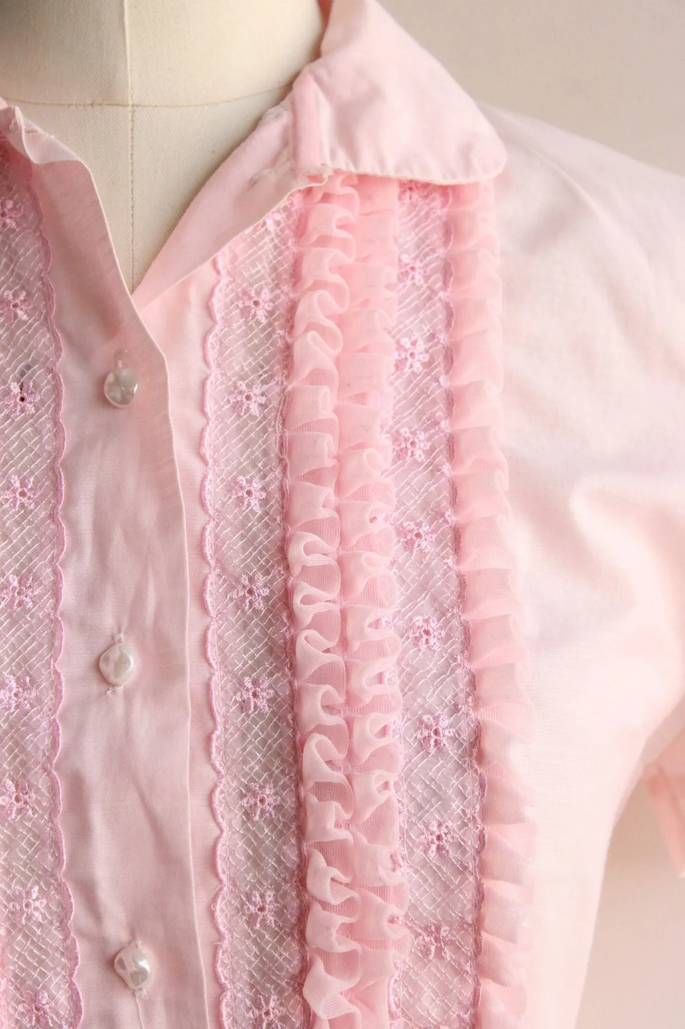 Vintage 1950s Lady Elizabeth Pink Cotton Blouse