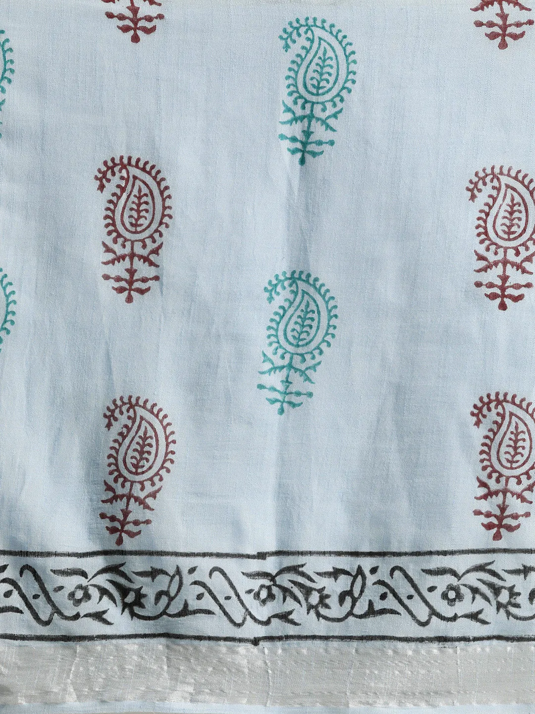 Women Sky Blue Linen Blend Khadi Saree