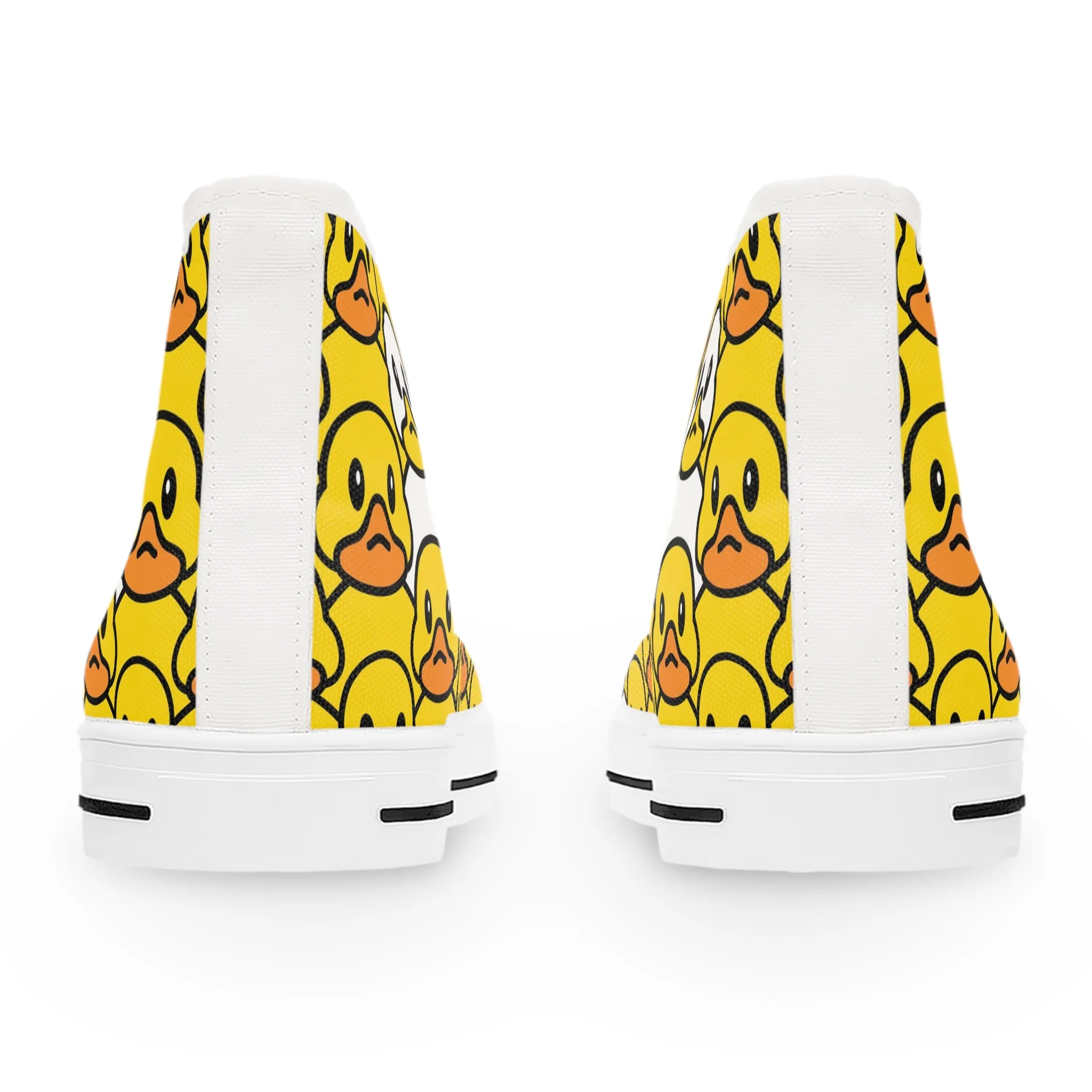 Yellow Rubber Duck and White Duck Women's High Top Sneakers