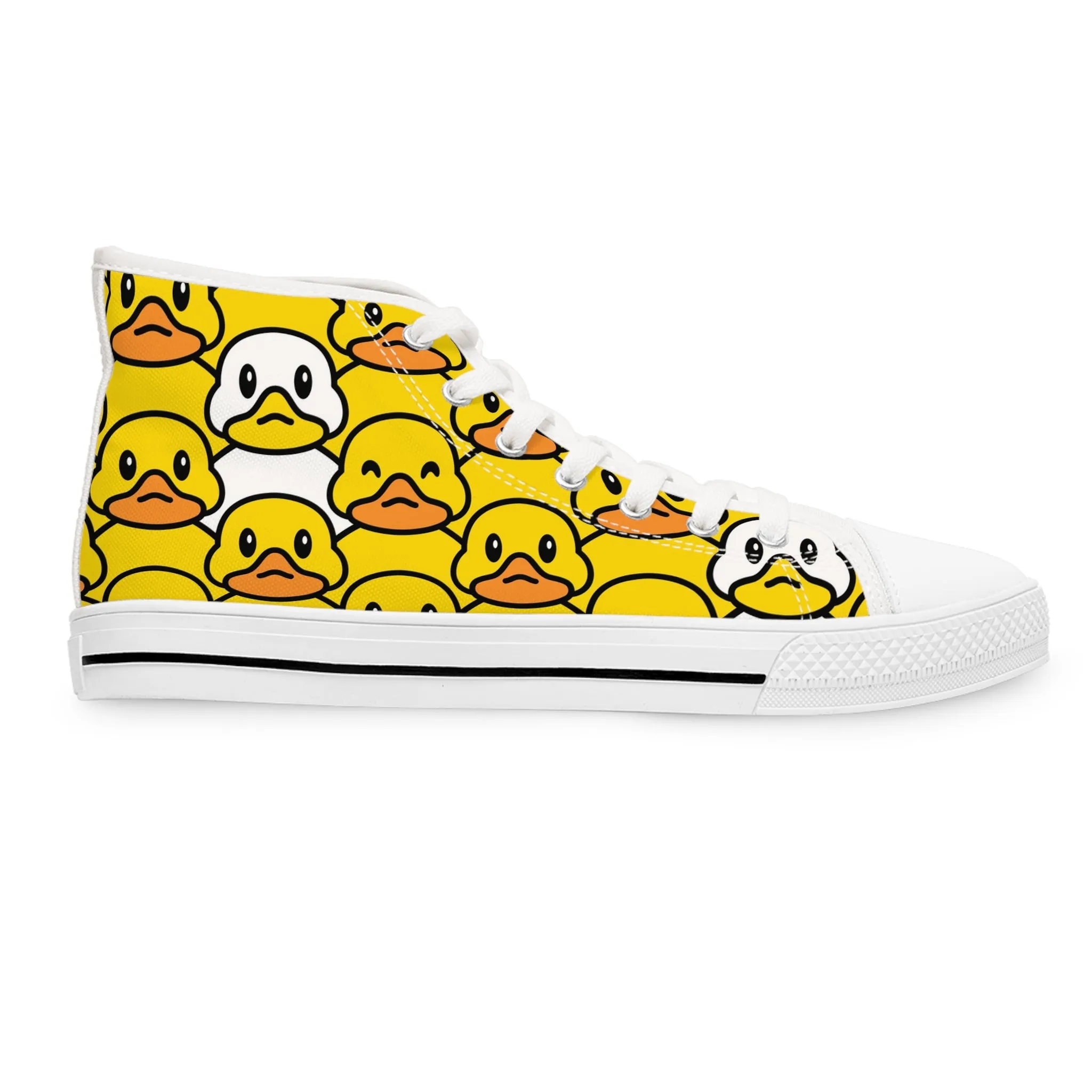 Yellow Rubber Duck and White Duck Women's High Top Sneakers